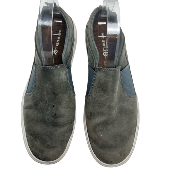 MERRELL TURBULENCE Smokey Gray Genuine Leather Loafers Slip On Casual Shoes sz 9 - Picture 3 of 16